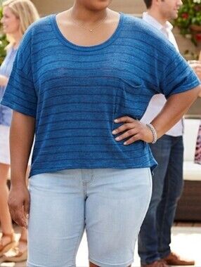 g21 Blue Scoop Neck Short Sleeve Top